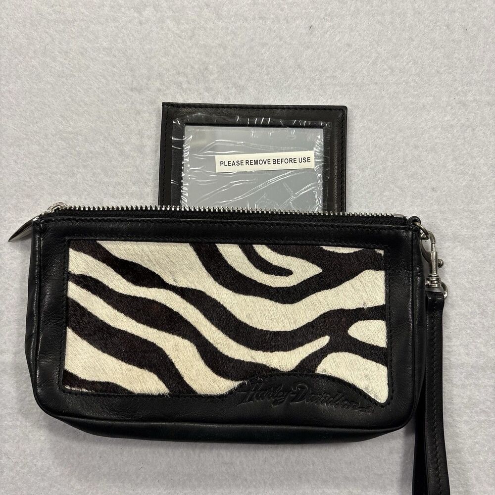 Harley-Davidson Zebra Calf Hair Leather Wristlet Clutch Bag 97845-06VW